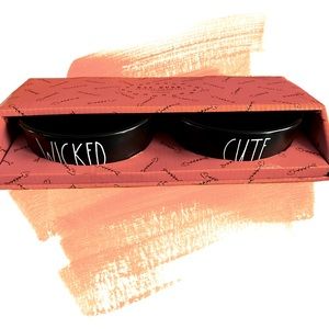NWT- RAE DUNN ARTISAN COLLECTION 4” SET OF 2 PET BOWLS - WICKED & CUTE